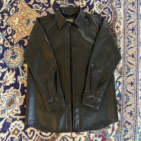 Faux Leather Overshirt - Picture 1 of 3